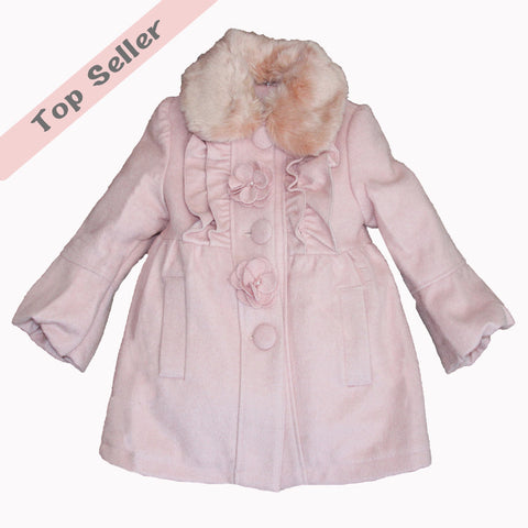 Girls Pink Ruffle Coat